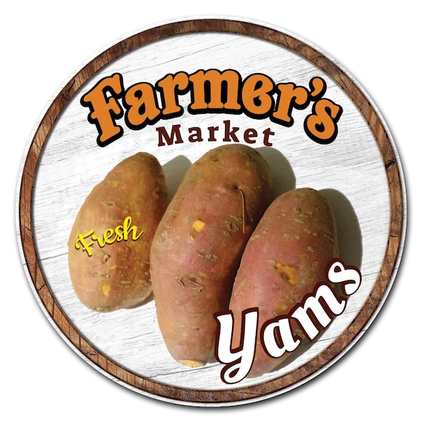 Signmission Farmers Market Yams Circle Vinyl Laminated Decal, D-8-CIR-Yams D-8-CIR-Yams - main